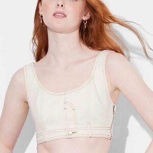 Wild Fable Cream Denim Cropped Tank Top